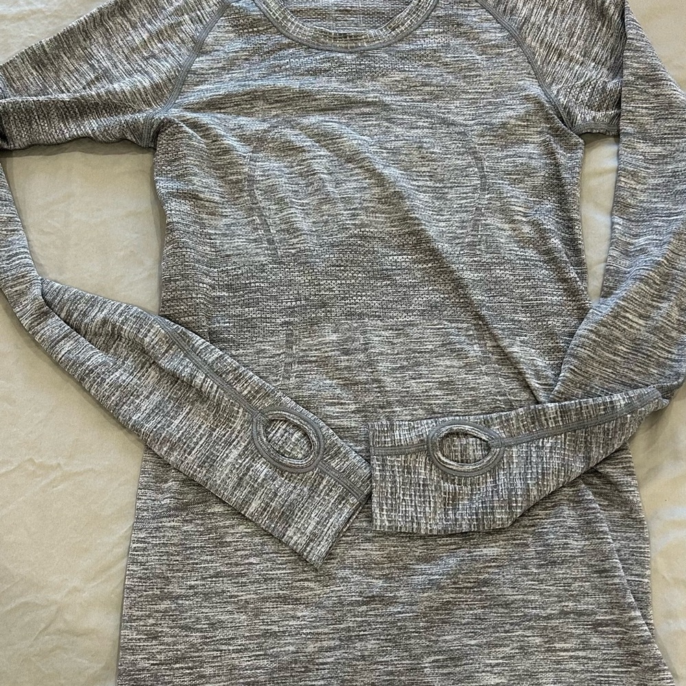 Gray LULU Long Sleeve Athletic Top